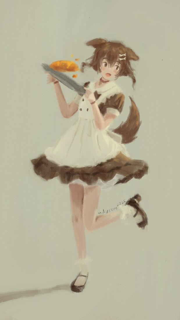 Fanart of Korone as a baker